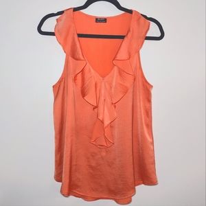 Bardot coral orange sleeveless ruffle top